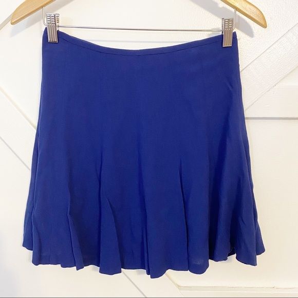 Sandro Paris Flowy Zip Back Mini Skirt Royal Blue Sz 1 Small - Picture 1 of 8